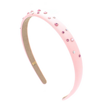 Thin Satin Headband w/Crystals