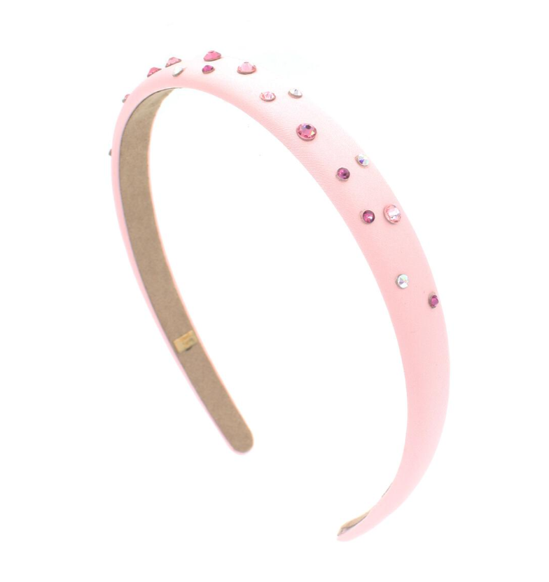 Thin Satin Headband w/Crystals