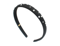 Thin Satin Headband w/Crystals