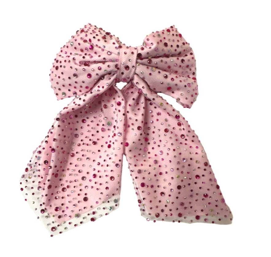 Jeweled Tulle Bow Tail Clip