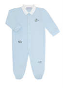 Mini Voyages Embroidery Snap Blue Footie