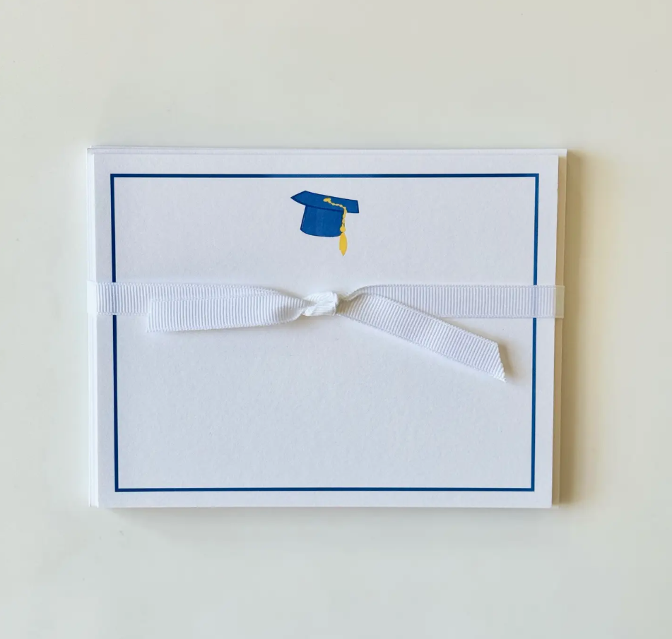 Grad Cap Blue Motif Stationery