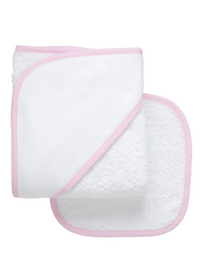Small Pink Check Baby Hooded Towel & Washcloth Set