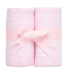 Small Check Pink Burp Cloth Set