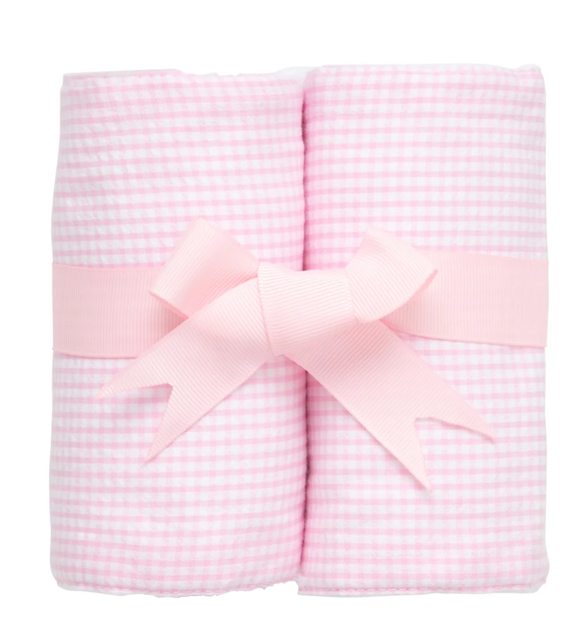 Small Check Pink Burp Cloth Set