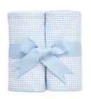 Small Check Blue Burp Cloth Set