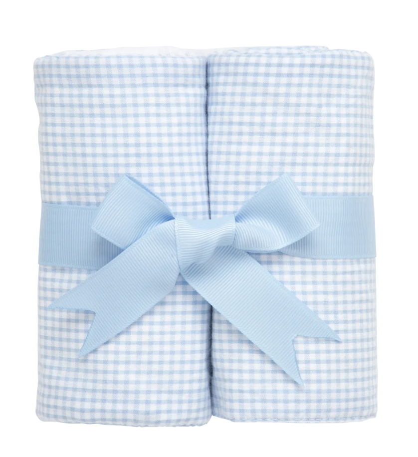 Small Check Blue Burp Cloth Set