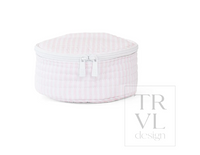 Quilted Pimlico Stripe Pink Jewel Round