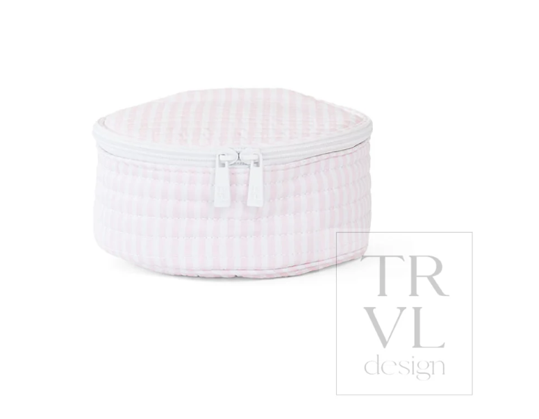 Quilted Pimlico Stripe Pink Jewel Round