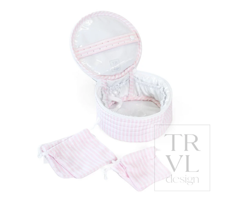 Quilted Pimlico Stripe Pink Jewel Round