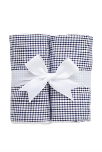 Small Navy Check Burp Cloth Set