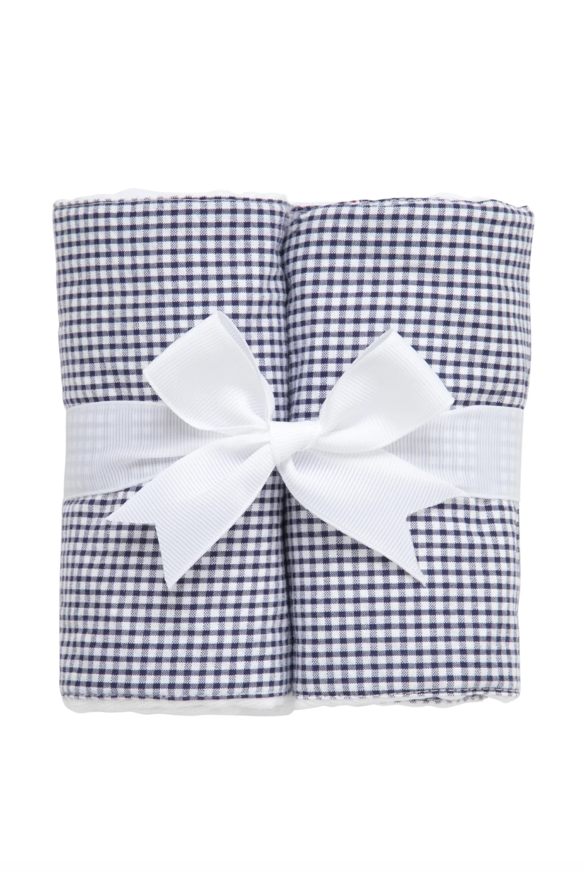 Small Navy Check Burp Cloth Set