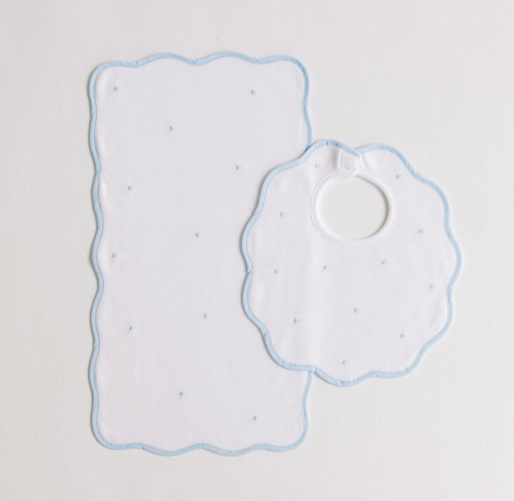 Embroidered Dots Bib & Burp Set