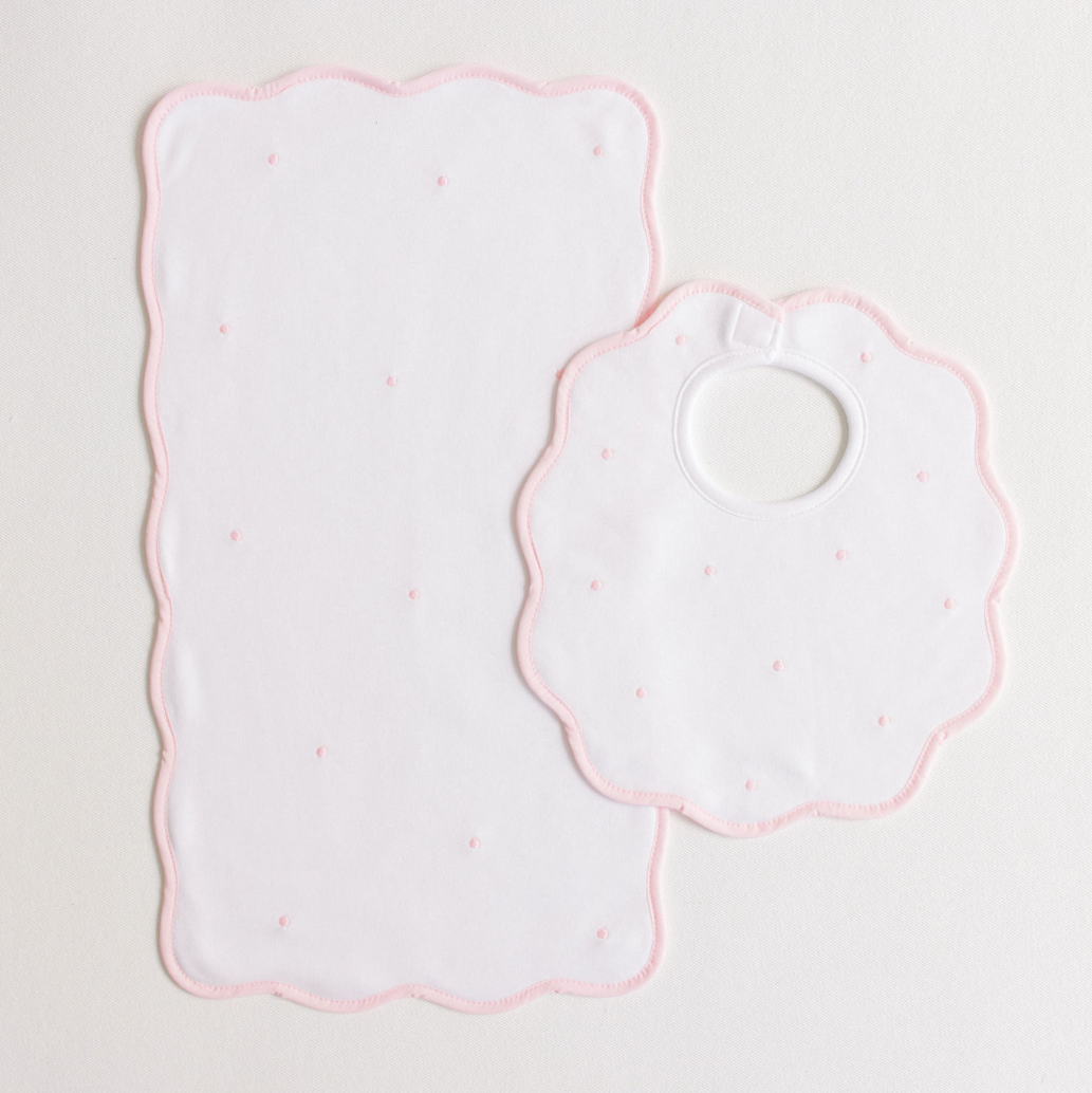 Embroidered Dots Bib & Burp Set