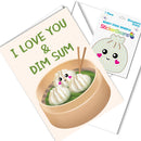 Dim Sum Greeting Card with 2" Rhinestone Sticker