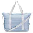 Blue Puffer Tote with Blue Bow Adjustable Strap