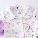 Girls Summer Lavender Butterfly Print Soft Fur Pajamas Set
