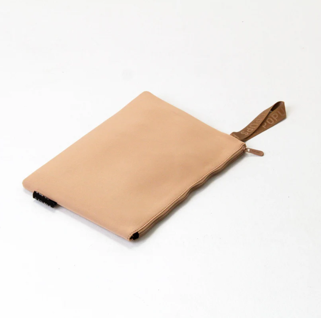 Tan Oversized Wristlet Pouch