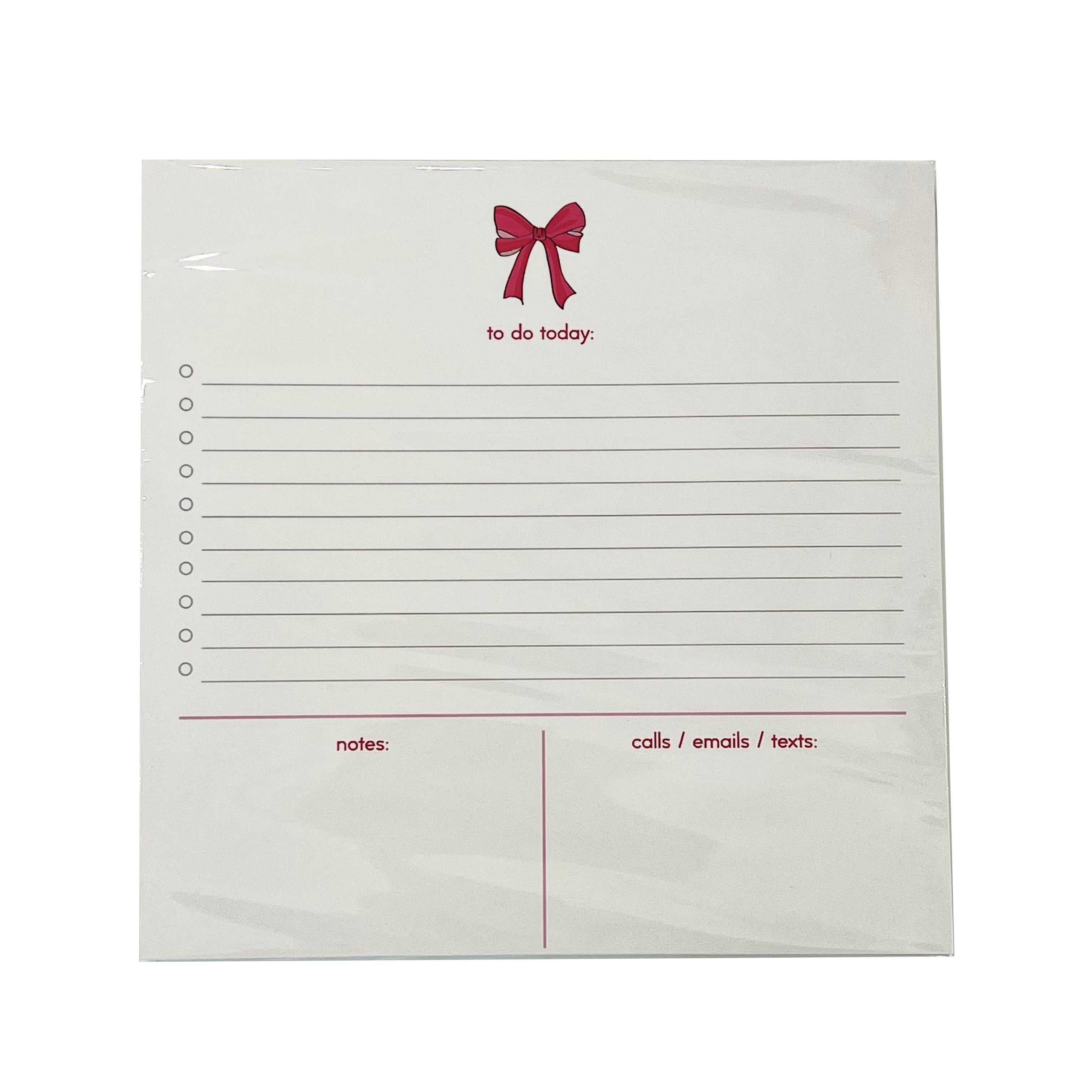 Pink Bow To-Do List Pad