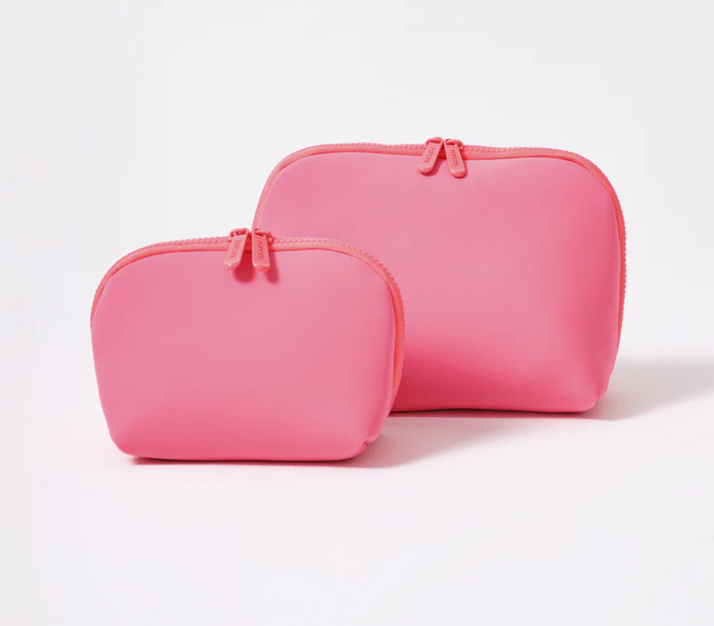 Neon Pink Makeup Pouch Set