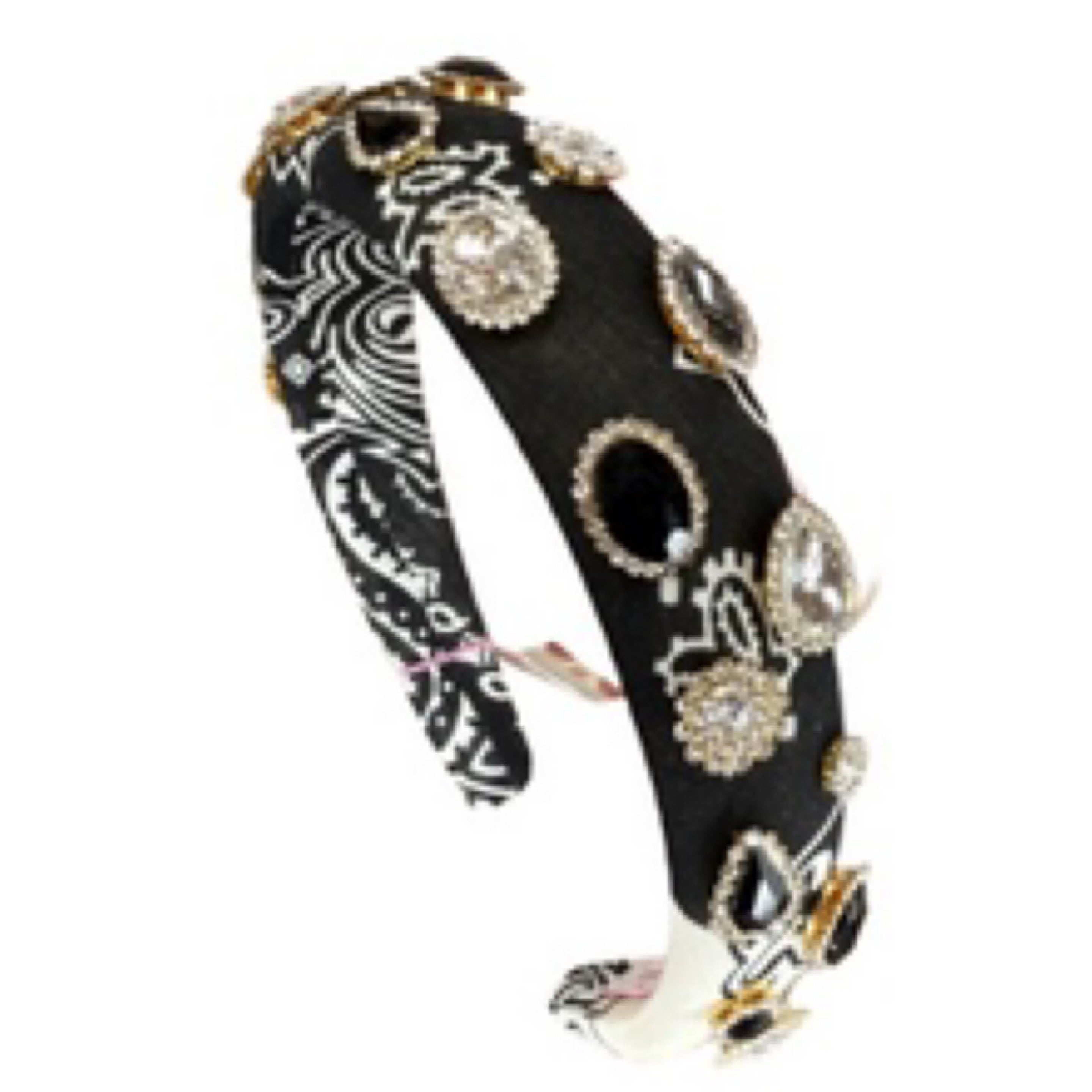 Black Jeweled Bandana Headband