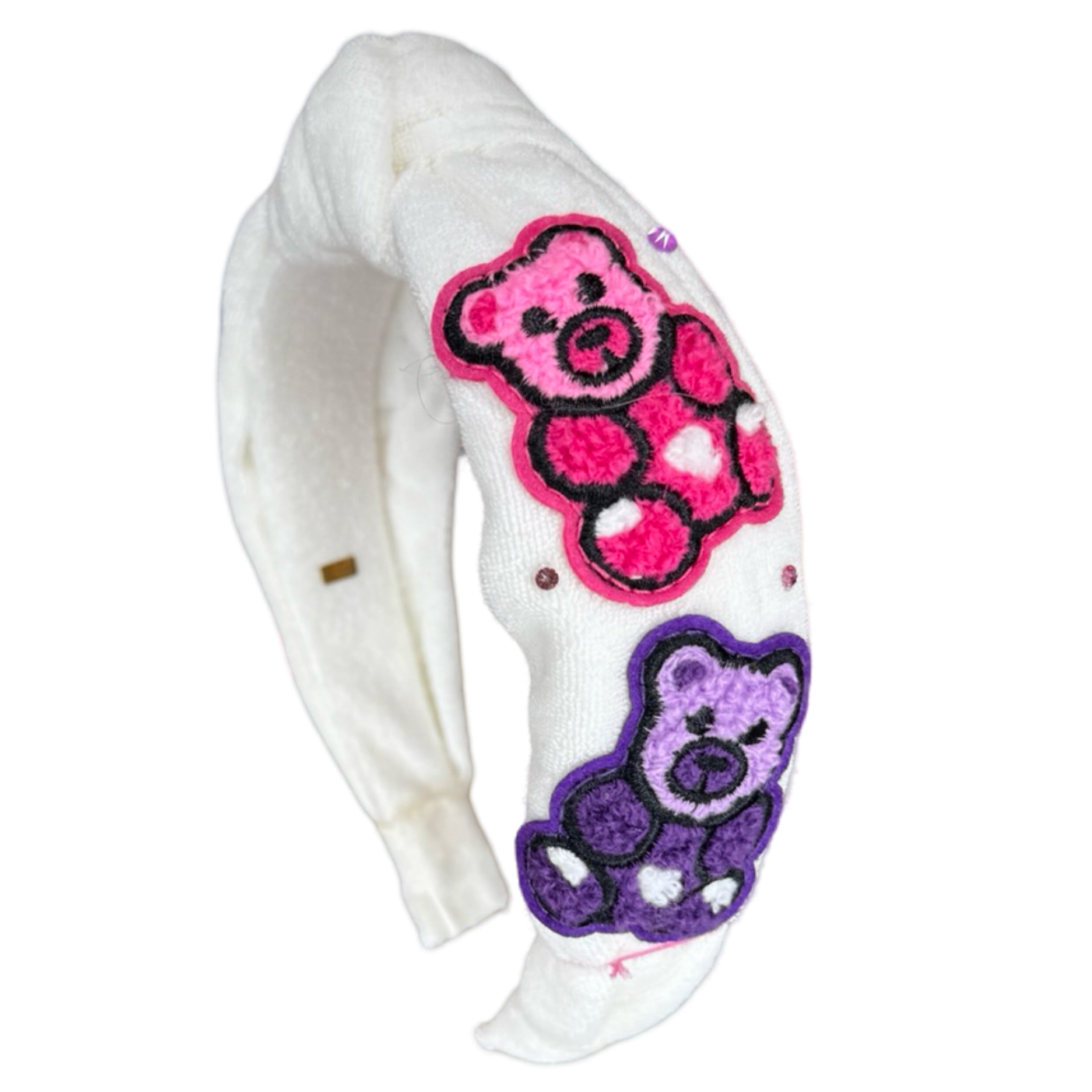 White Gummy Bead Terry Knot Headband