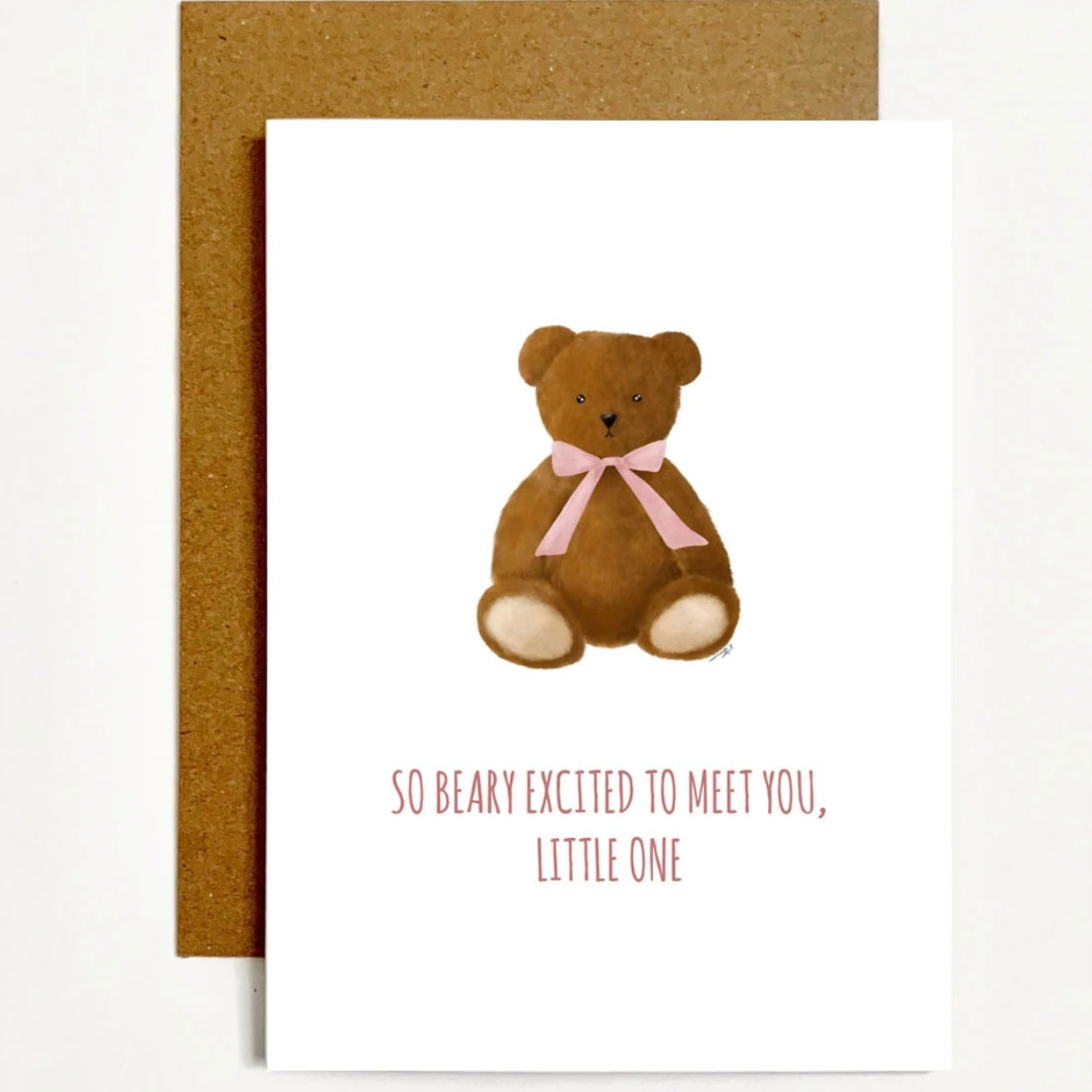 So Bear-y Excited (Pink Ribbon) Greeting Card