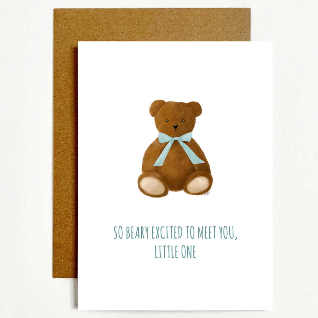 So Bear-y Excited (Blue Ribbon) Greeting Card