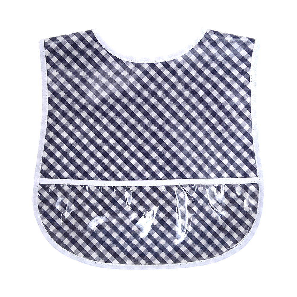 Navy Check Laminated Bib