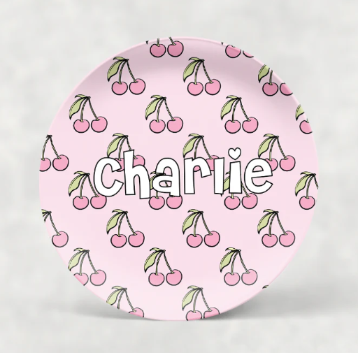 Cherries, Florals & Bows Personalized Kids Tableware