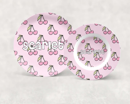Cherries, Florals & Bows Personalized Kids Tableware