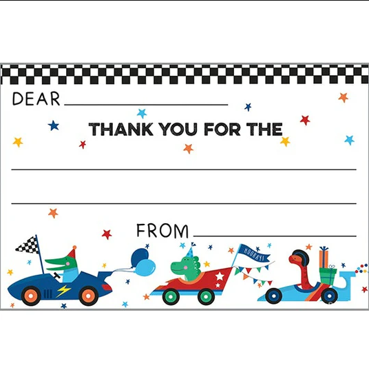 Race Cars Thank You Postcards
