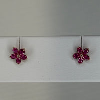 Hot Pink Flower Stone Earring Set