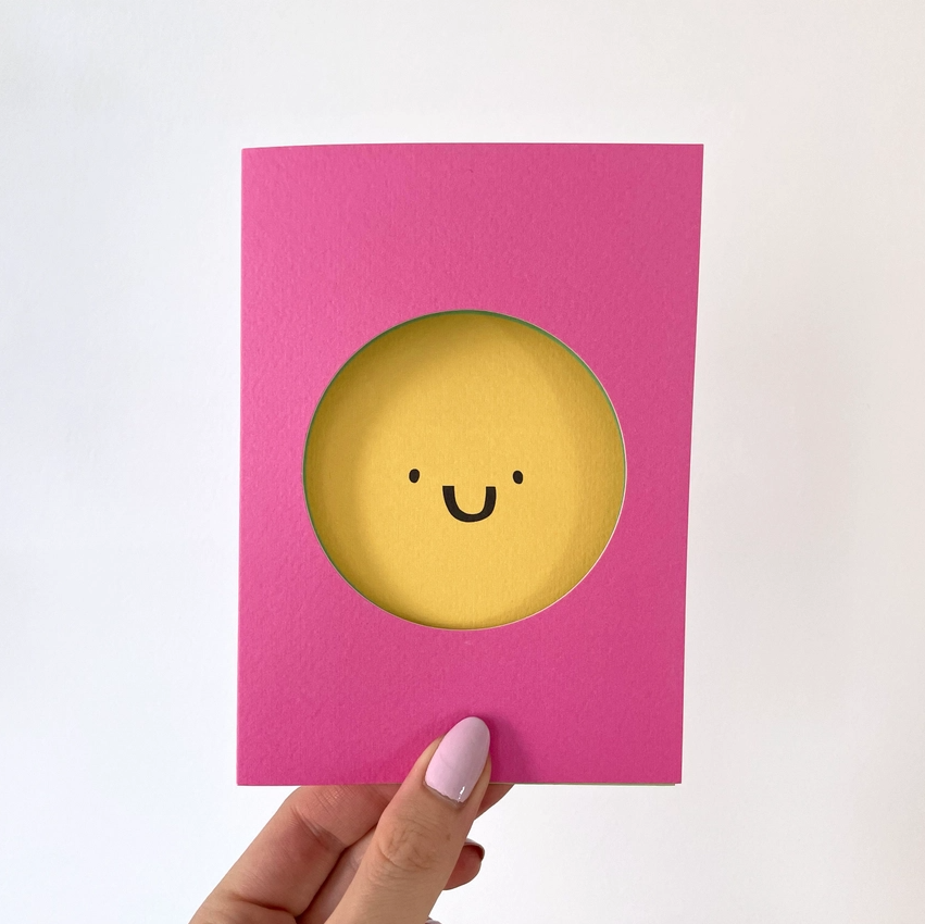Happy Face Die Cut Greeting Card