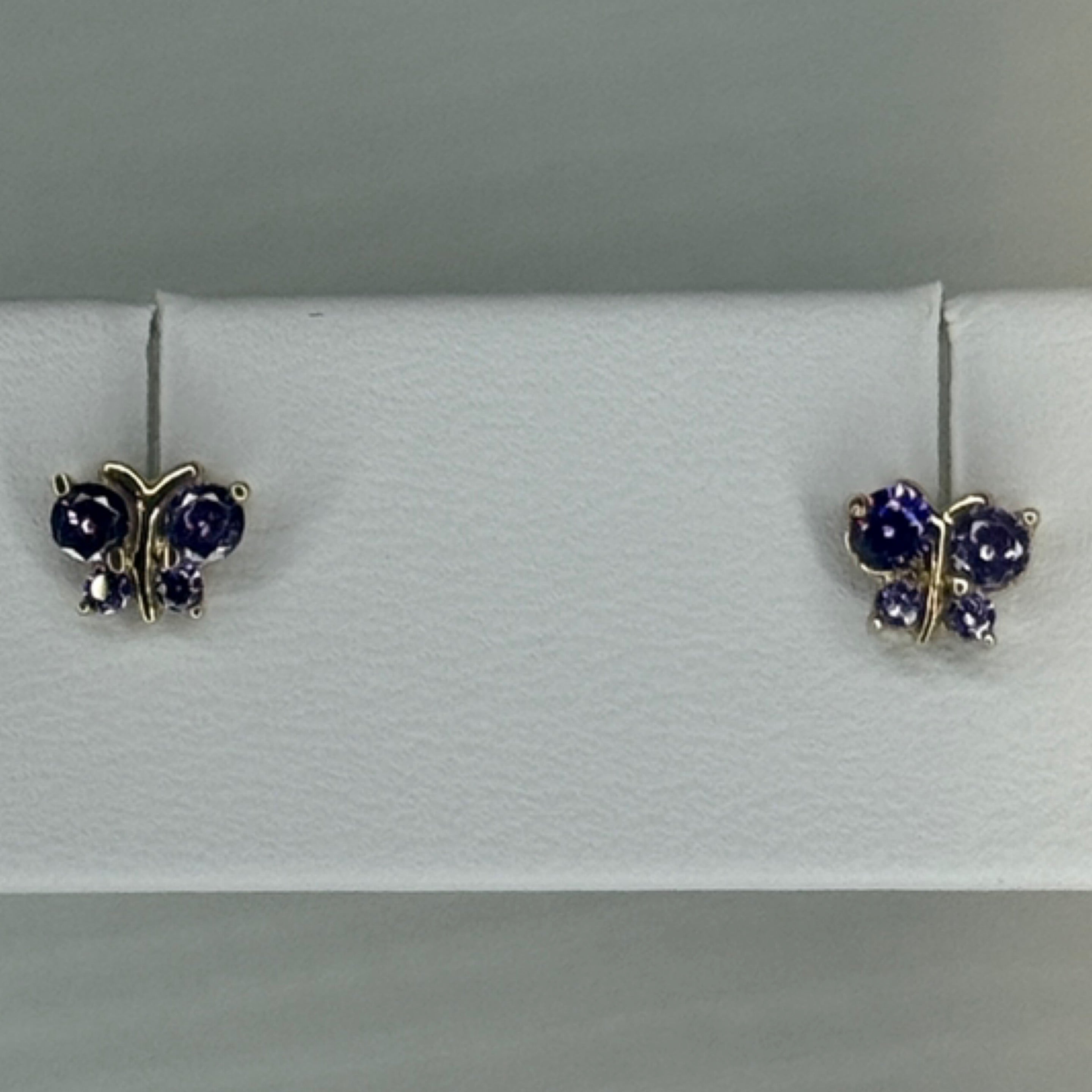 Mini Purple Butterfly Stone Earring Set