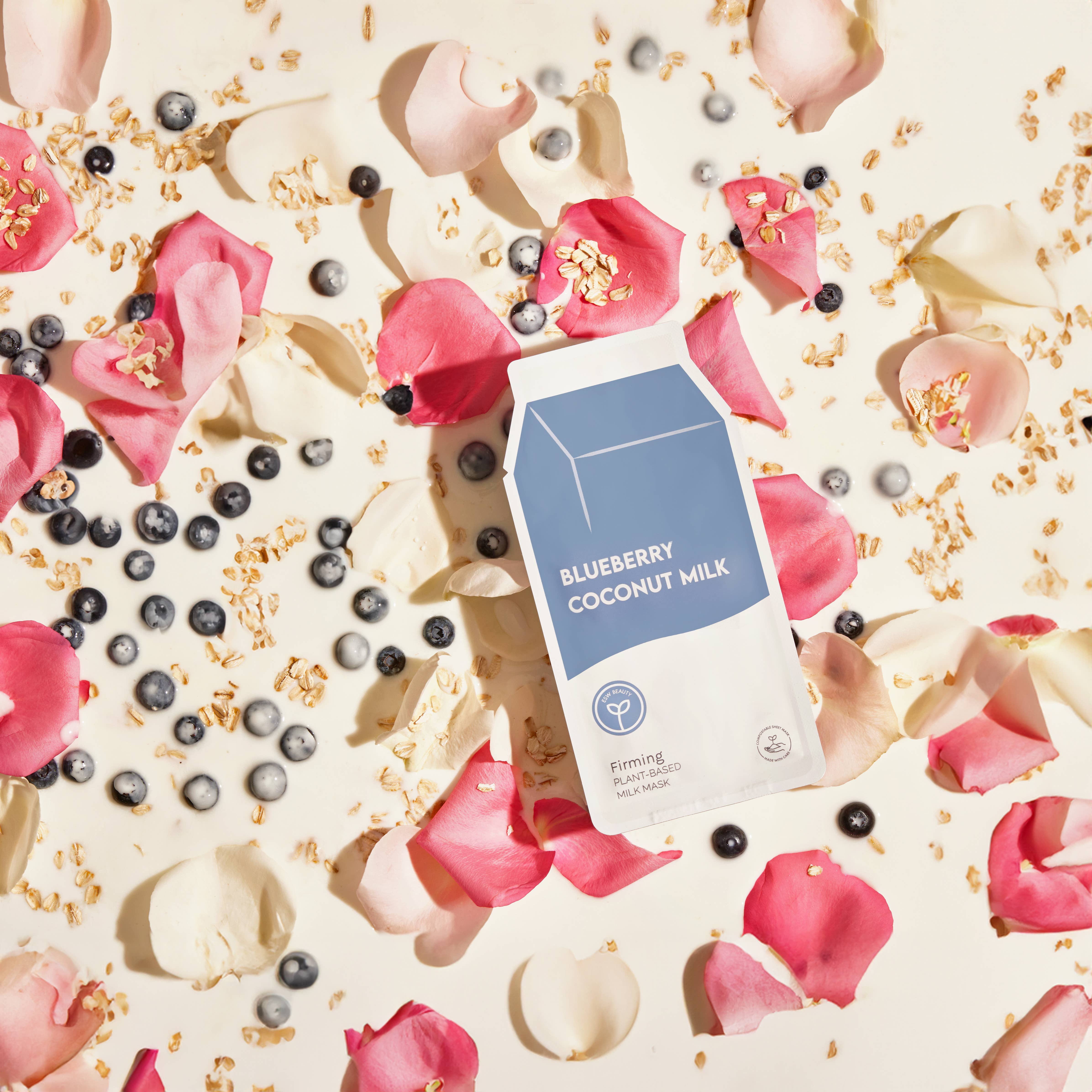 Blueberry Coconut Milk Firming Plant-Based Milk Sheet Mask: With Peg Hole