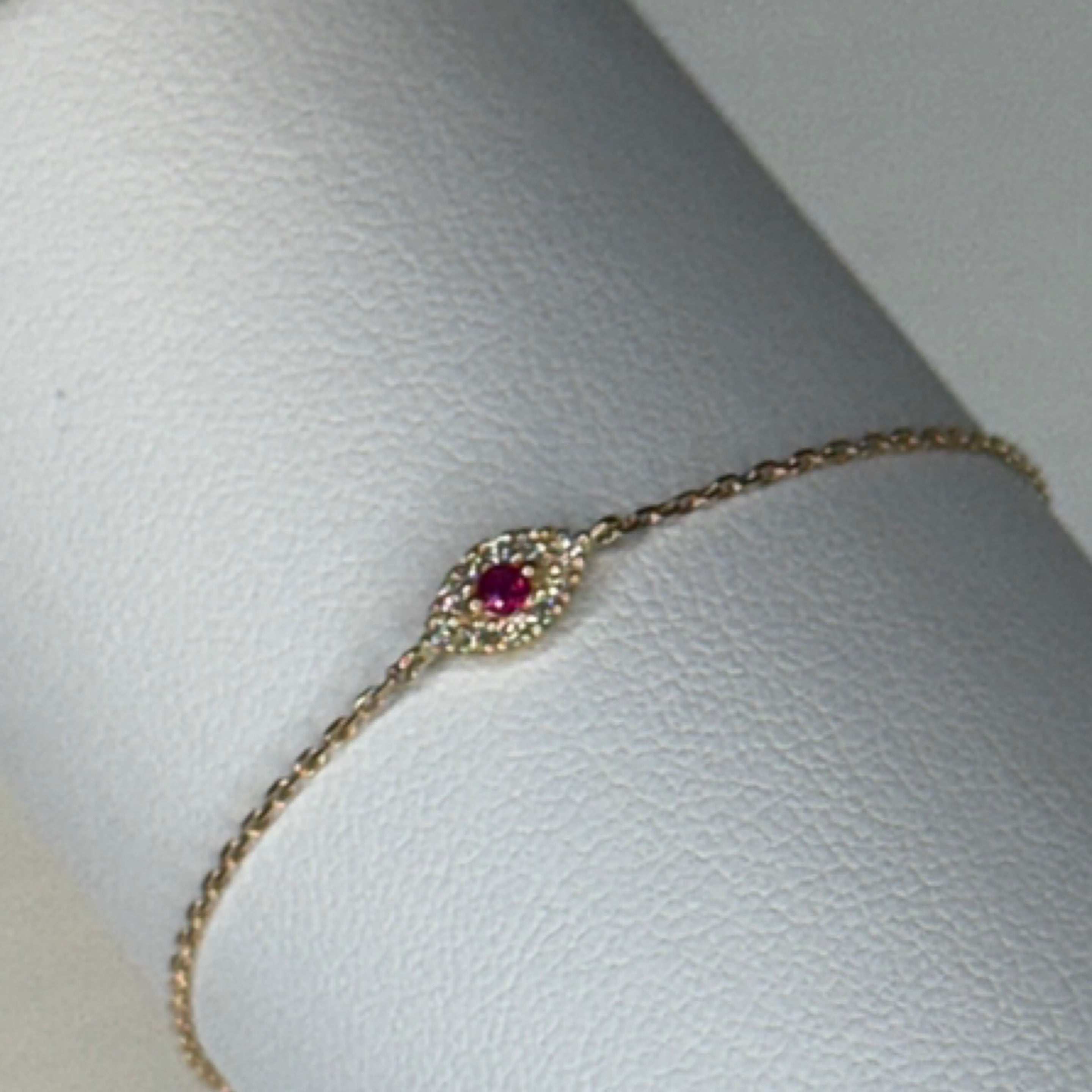 Pink Ruby Evil Eye Bracelet