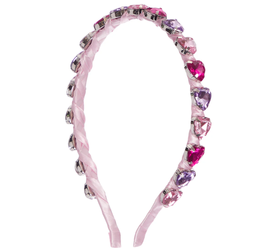 Pink & Purple Thin Heart Jewel Headband
