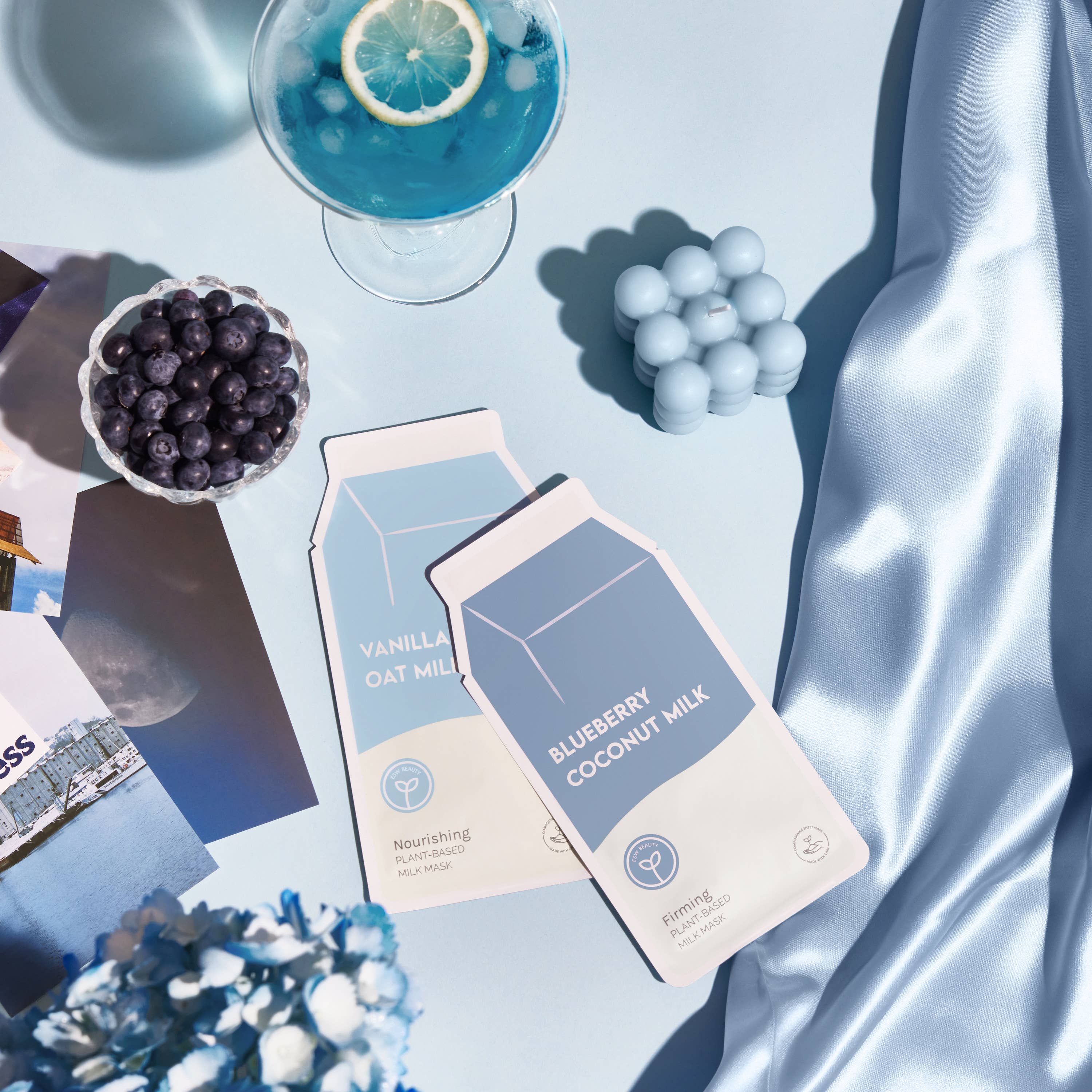 Blueberry Coconut Milk Firming Plant-Based Milk Sheet Mask: With Peg Hole