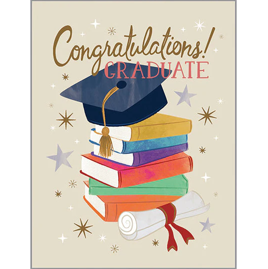 Graduation Book Stack Greeting Card