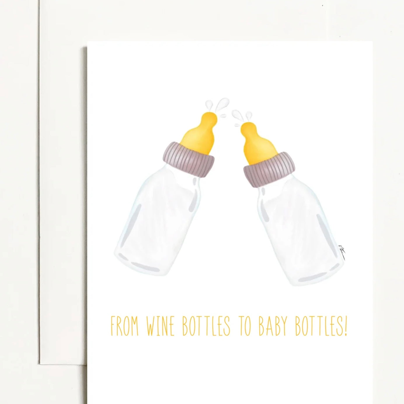 Wine Bottles to Baby Bottles Greeting Card