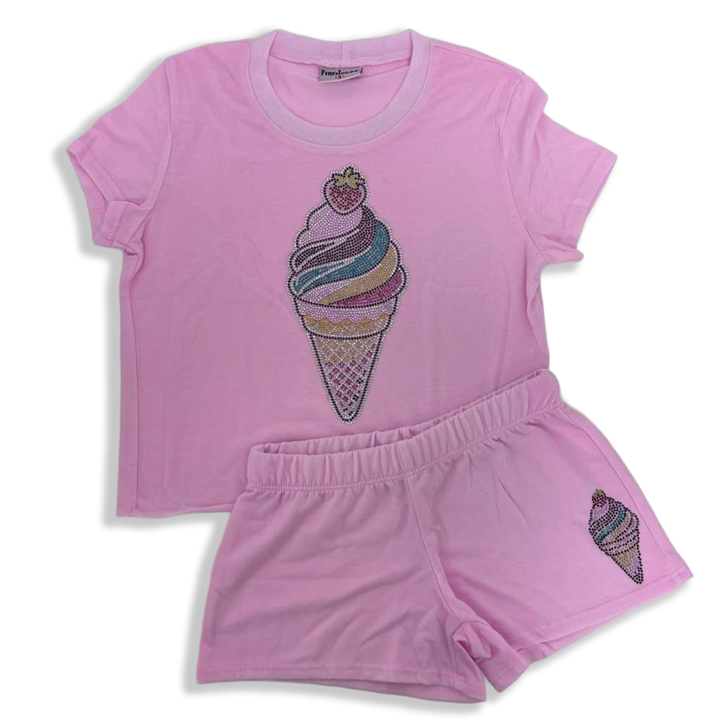 Ice Pink Fire House Shorts Set