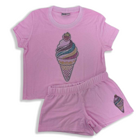 Ice Pink Fire House Shorts Set