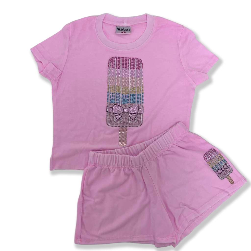 Ice Pink Fire House Shorts Set