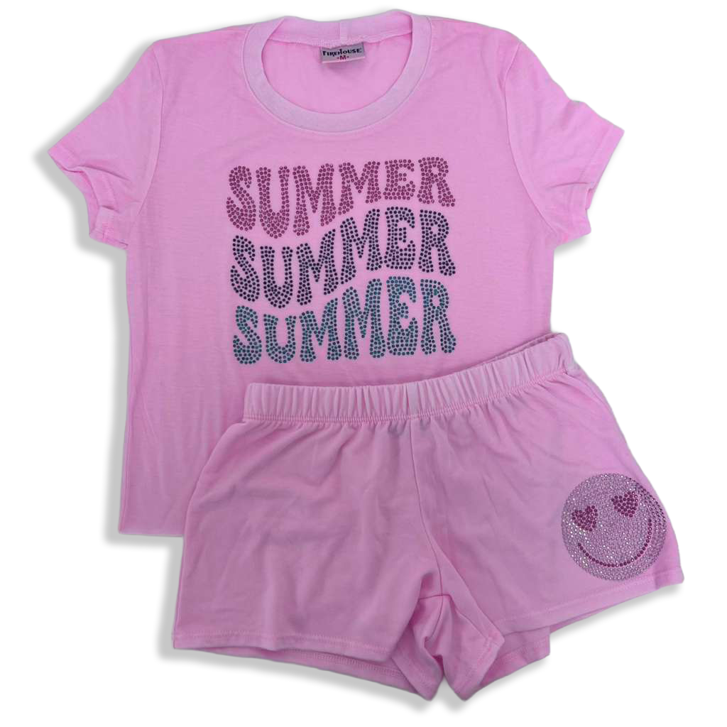 Ice Pink Fire House Shorts Set