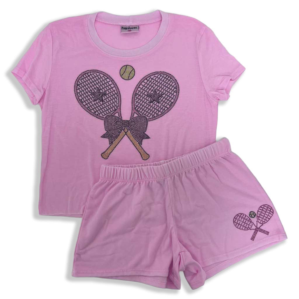 Ice Pink Fire House Shorts Set