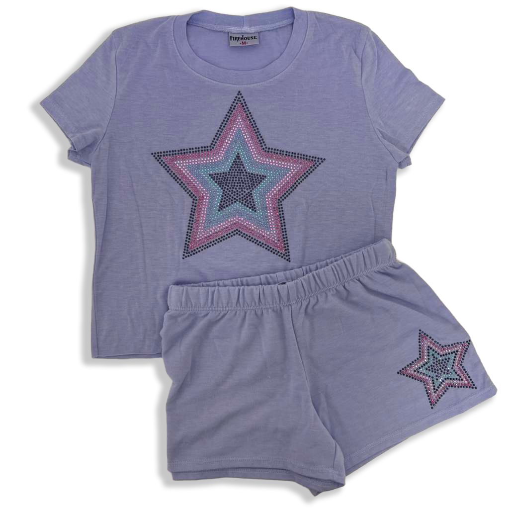 Lavender Fire House Shorts Set
