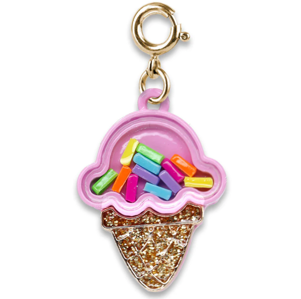 Gold Ice Cream Cone Shaker Charm