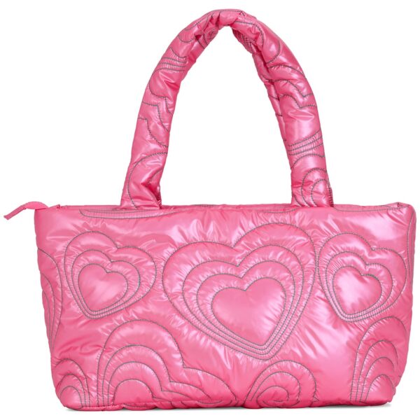 Pink Shining Heart Puffy Overnight Tote