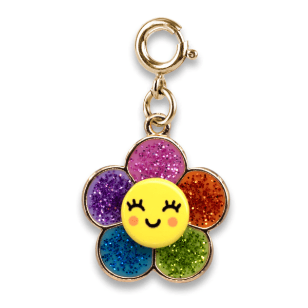 Gold Glitter Happy Flower Charm